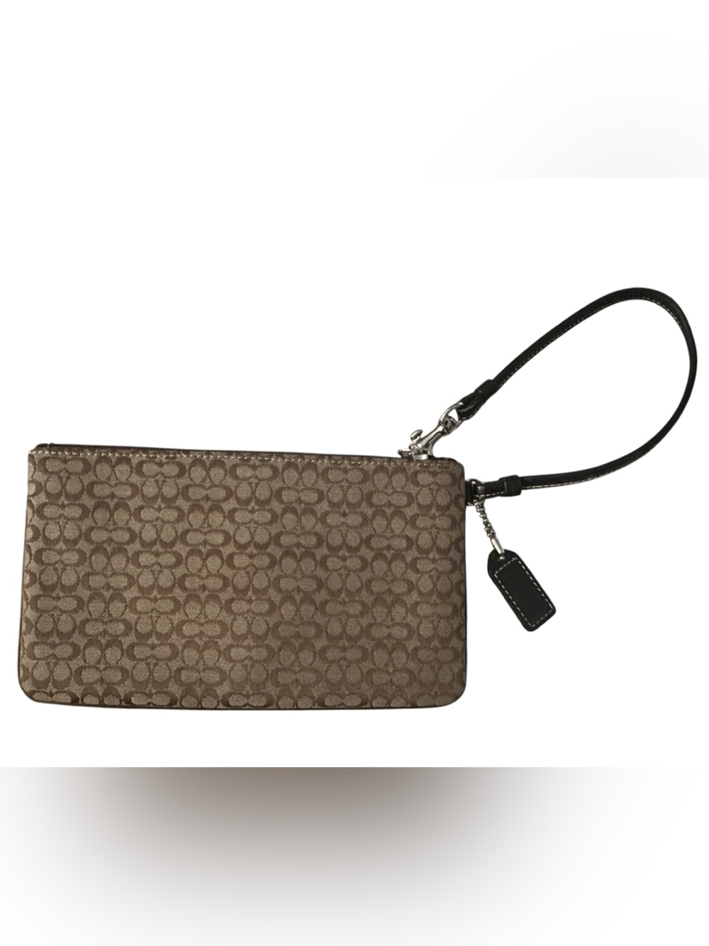 COACH Mini Signature C Buckle Soho Wristlet Brown Front Pocket 7.5x4.25” - Picture 4 of 7